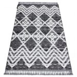 Vaip MAROC P642 teemantid, sikk-sakk hall / valge Fringe Berber Moroccan shaggy