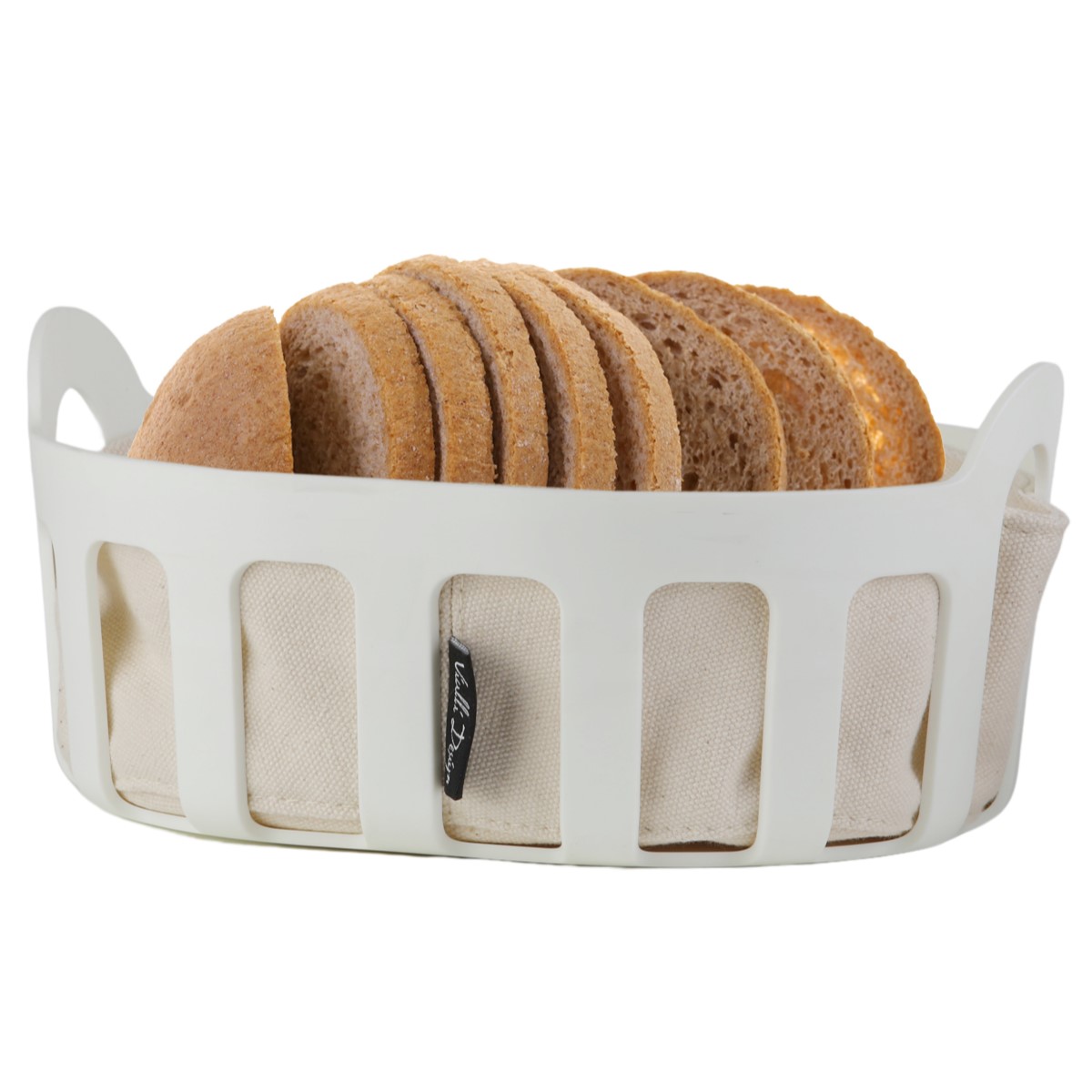 9866 Leivakorv puuvillase sisuga Livio valge - Image 1