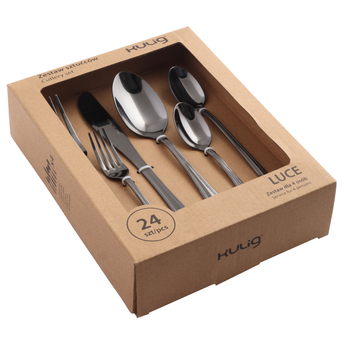 Luce 24-osaline söögiriistade komplekt 4 inimesele, must - Image 2
