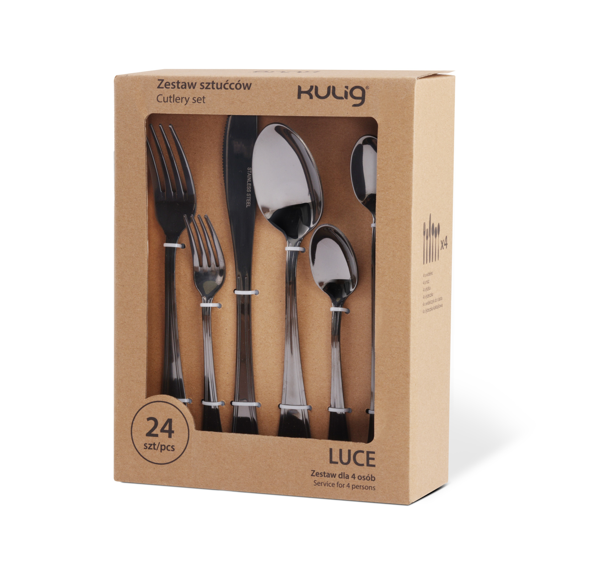 Luce 24-osaline söögiriistade komplekt 4 inimesele, must - Image 3