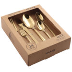 Luce 24-osaline söögiriistade komplekt 4 inimesele, kuldne - Image 3