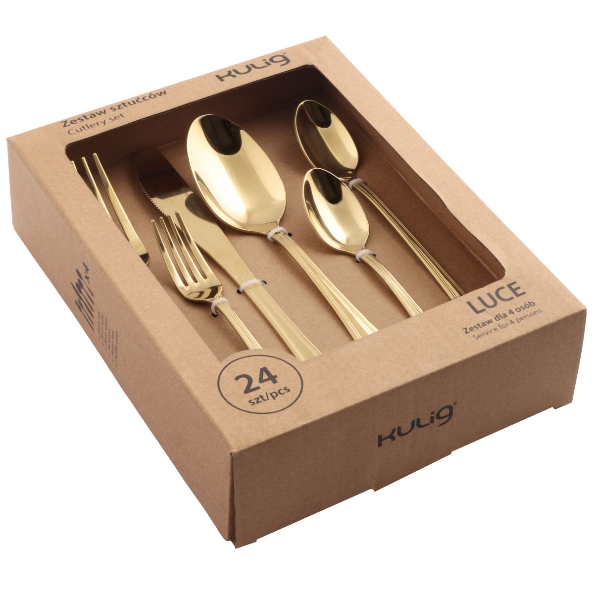 Luce 24-osaline söögiriistade komplekt 4 inimesele, kuldne - Image 3