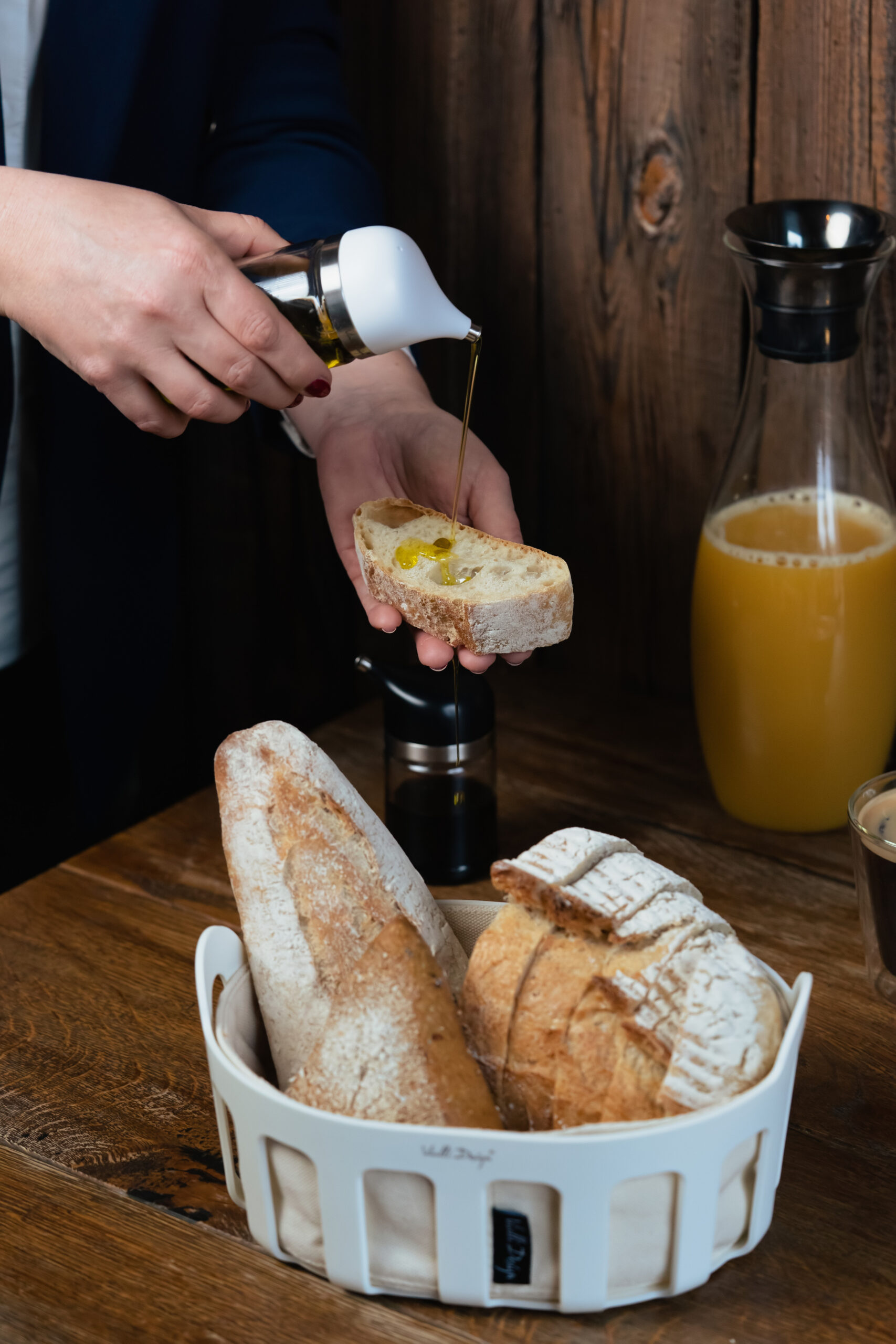 Leivakorv puuvillase sisuga Livio valge - Image 3