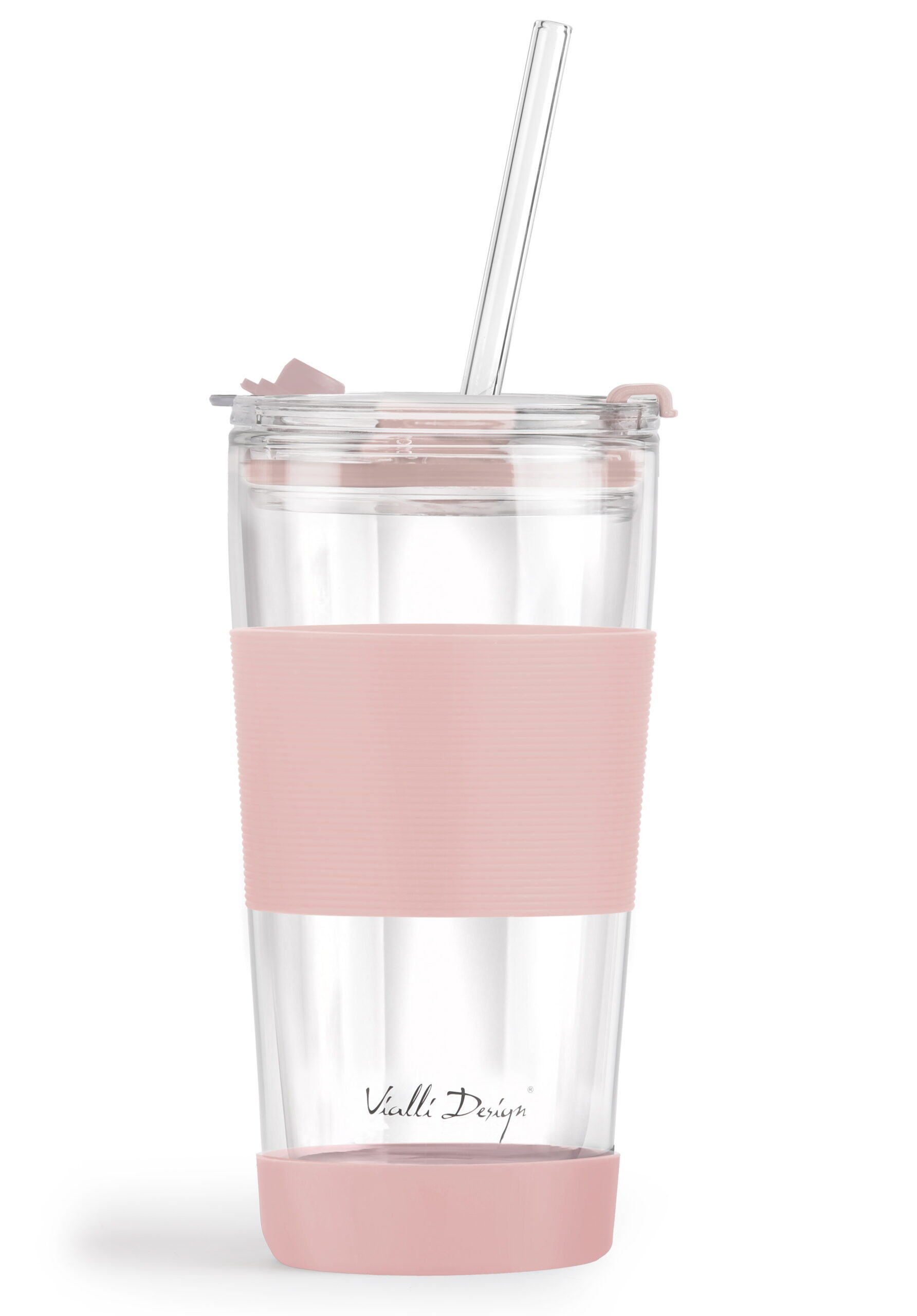 Klaasist termokruus kõrrega 600 ml roosa Fuori - Image 2