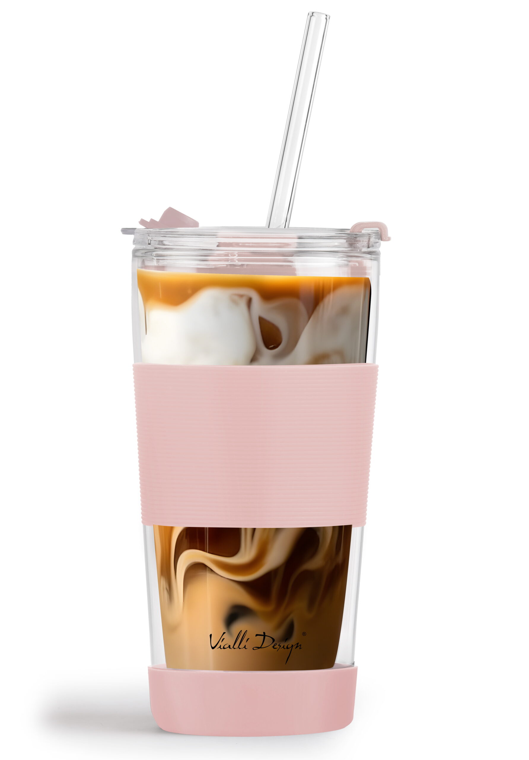 Klaasist termokruus kõrrega 600 ml roosa Fuori - Image 6