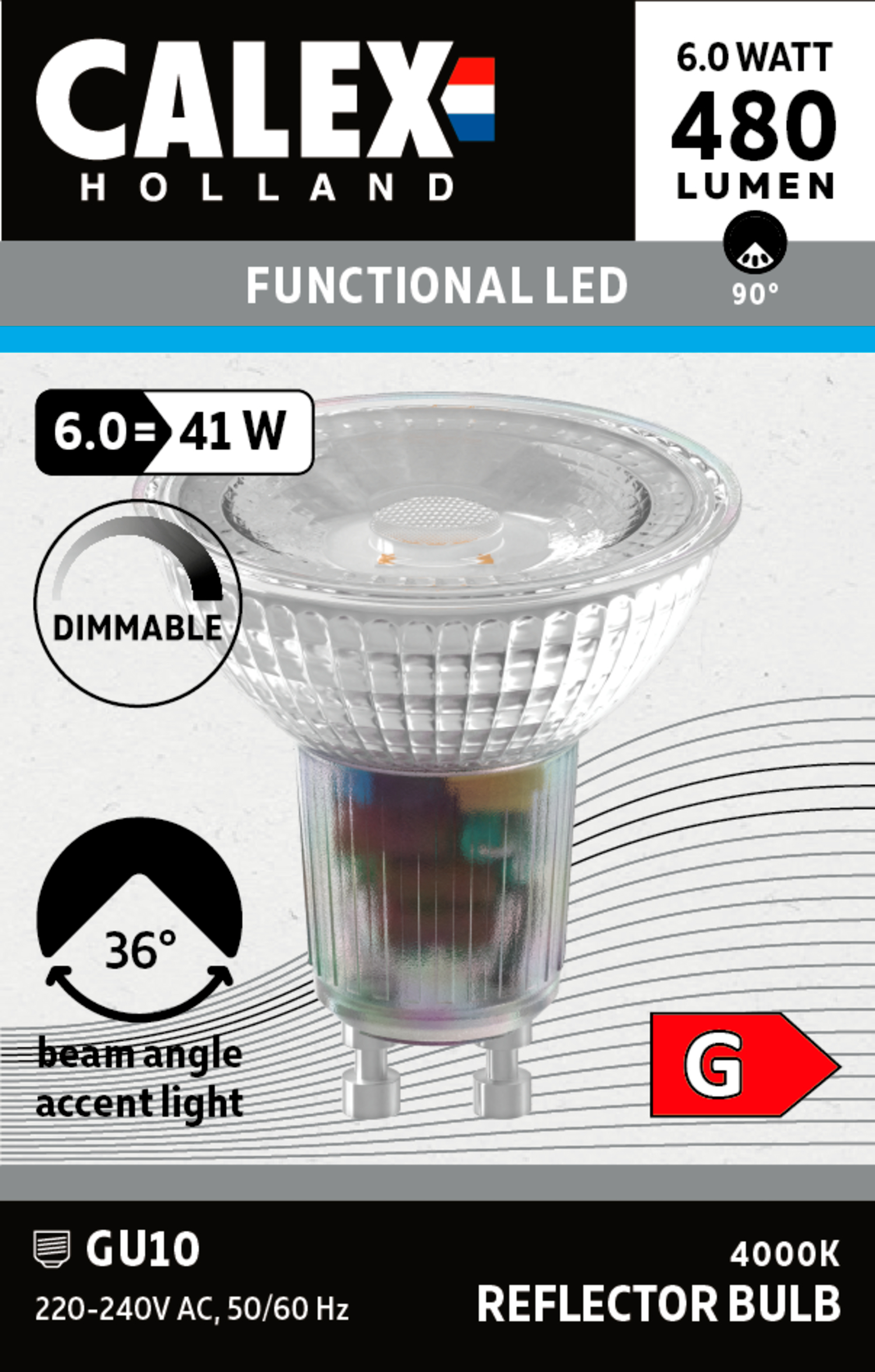 1301000700 SMD-LED lamp GU10 220-240V 6W 480lm 4000K hämardatav halogeen-look (1301000700) - Image 1